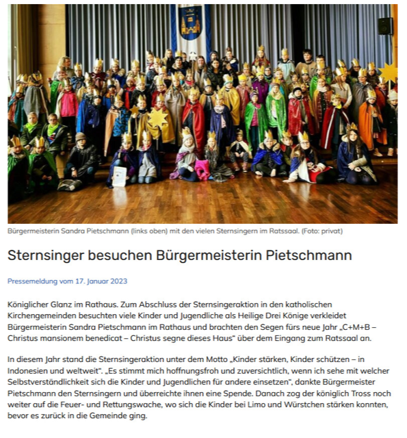 Bürgermeisterin Sternsinger 2023