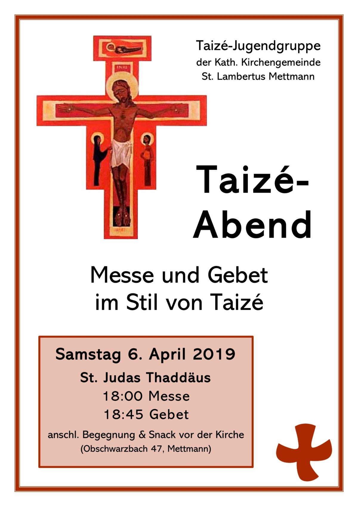 TaizeMesse Plakat 19-04-06 neu (c) Pfarrei St. Lambertus Mettmann