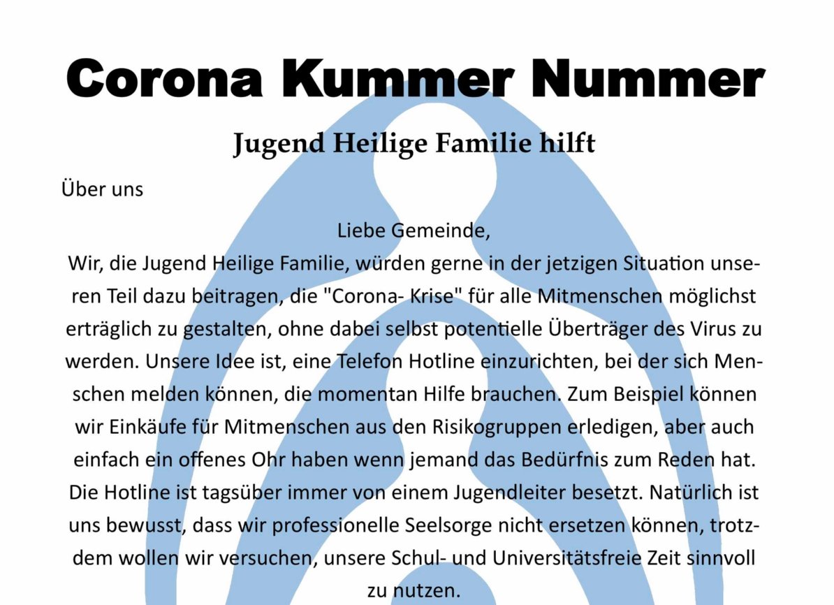 Corona Kummer Nummer Jugend HF (c) Pfarrei St Lambertus ME