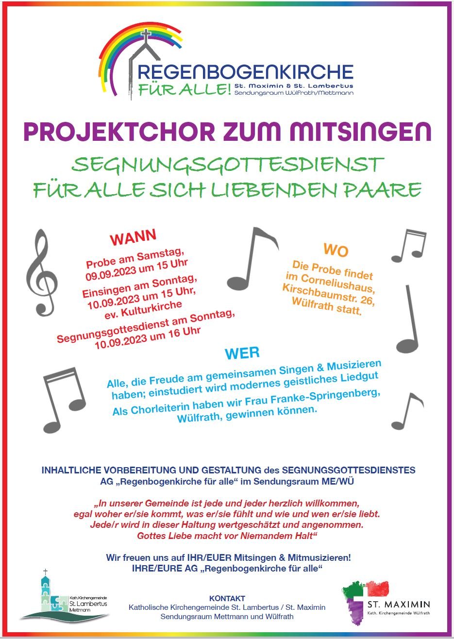 Plakat Projektchor Segnungsgottesdienst 10.09.2023