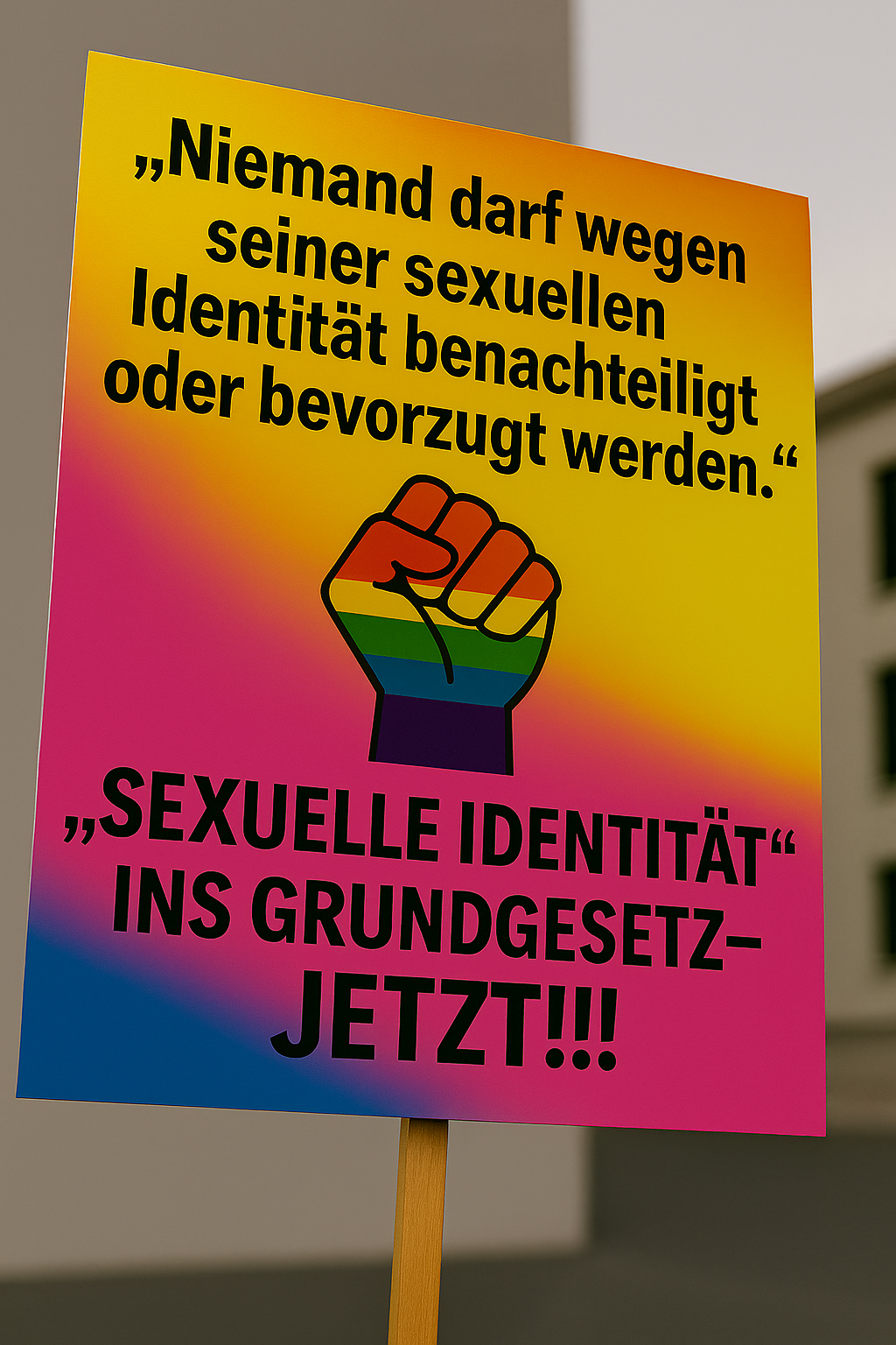 Sexuelle Identität ins Grundgesetz - Demo-Plakat